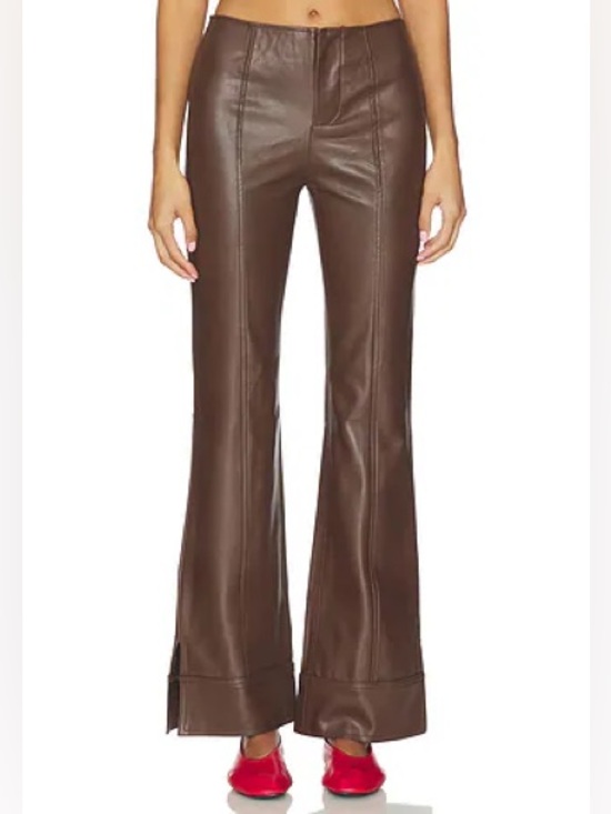 Free People Denim - NWT Free People Glow Up Faux Leather Pants Brown Flare Retro Boho Size 8